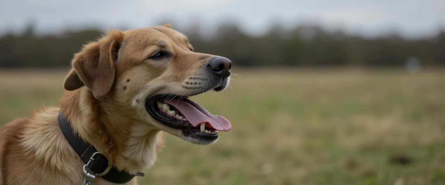 Een hond die blaft terwijl de eigenaar bezorgd meekijkt