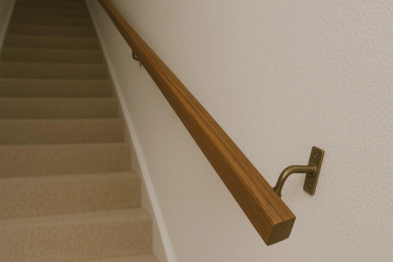 Een trapleuning die loskomt van de muur en een veiligheidsrisico vormt