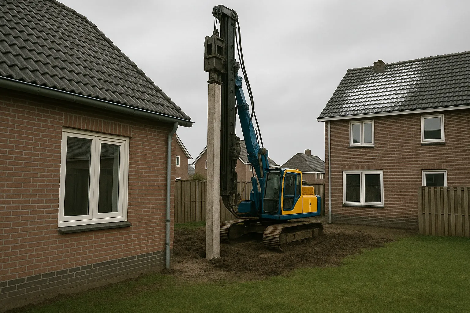 Een woning waar trillingen voelbaar zijn door heiwerkzaamheden bij een nabijgelegen bouwplaats