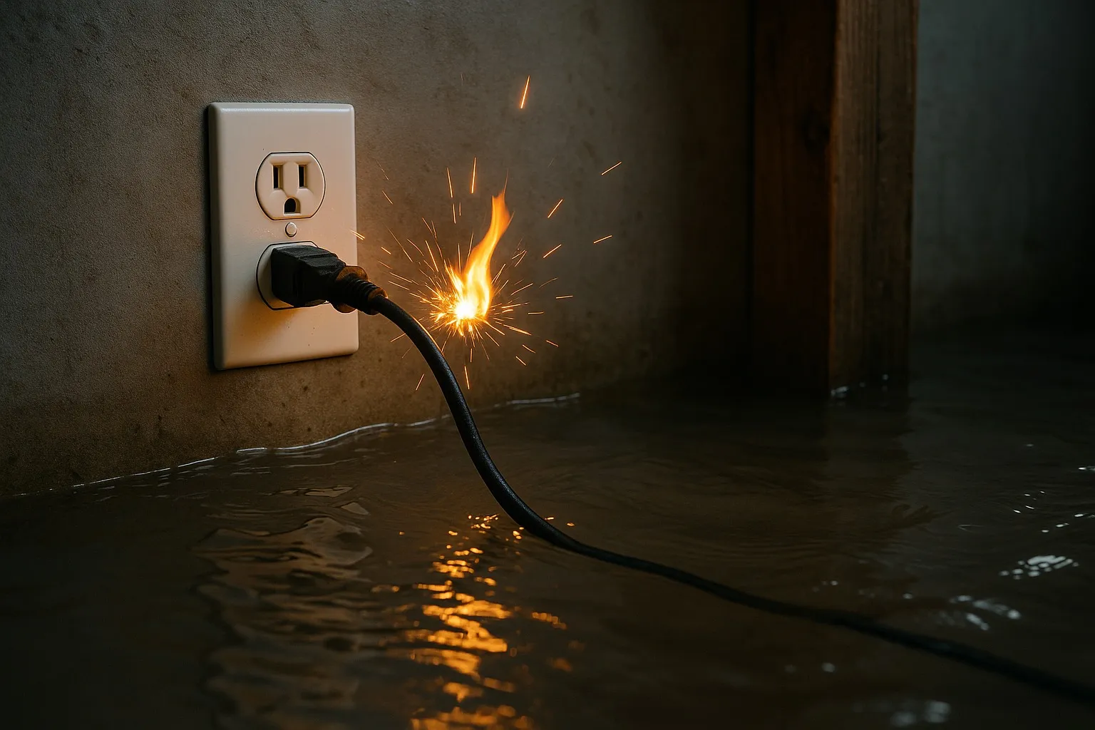 Meterkast en stopcontacten die risico lopen door wateroverlast