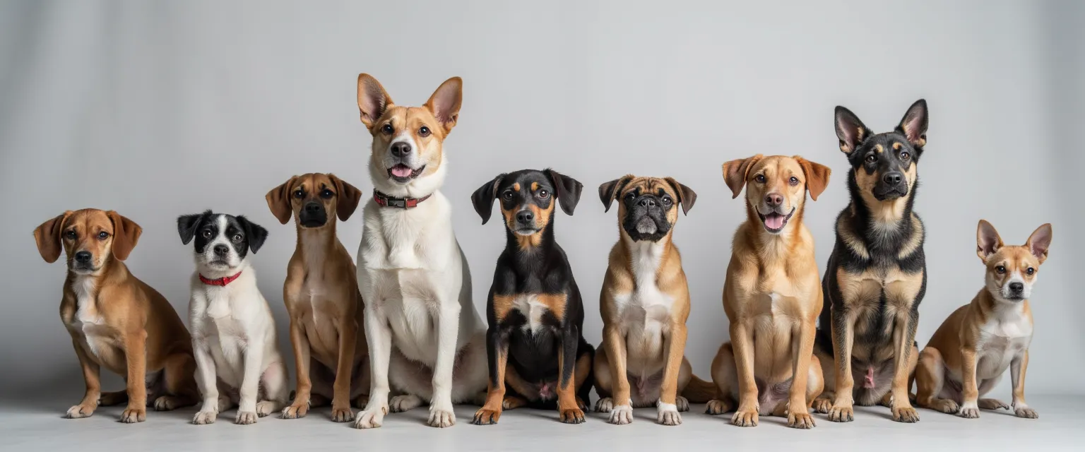 Diverse soorten huisdieren op een rij