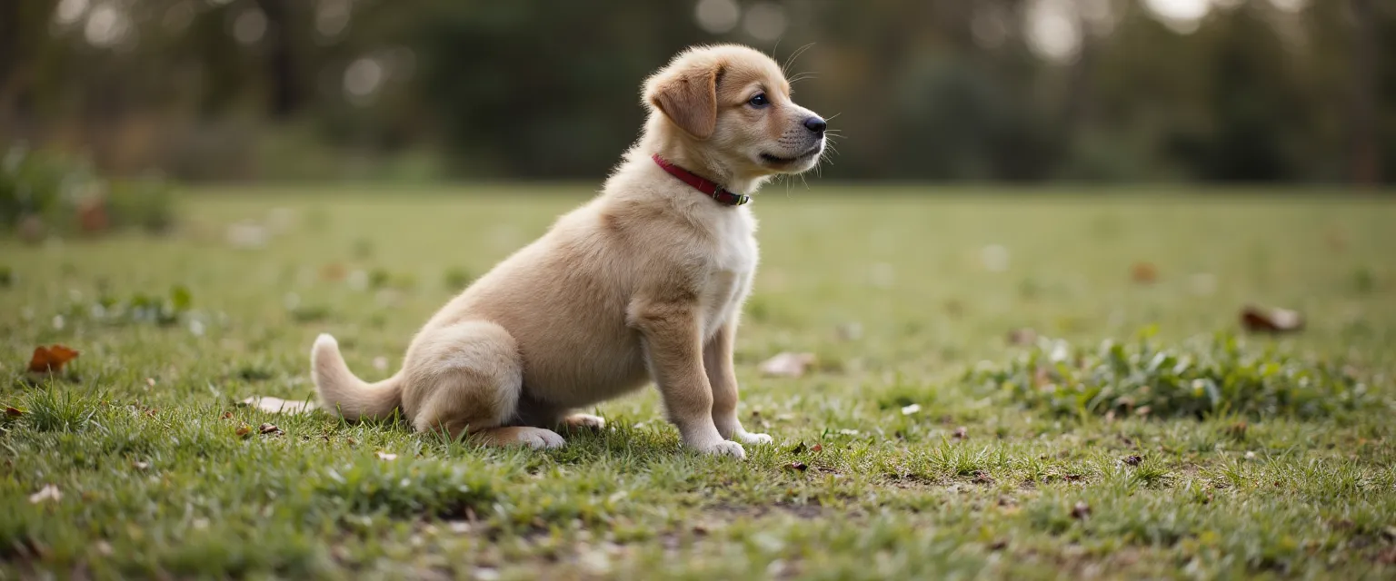 puppy zittend in het gras