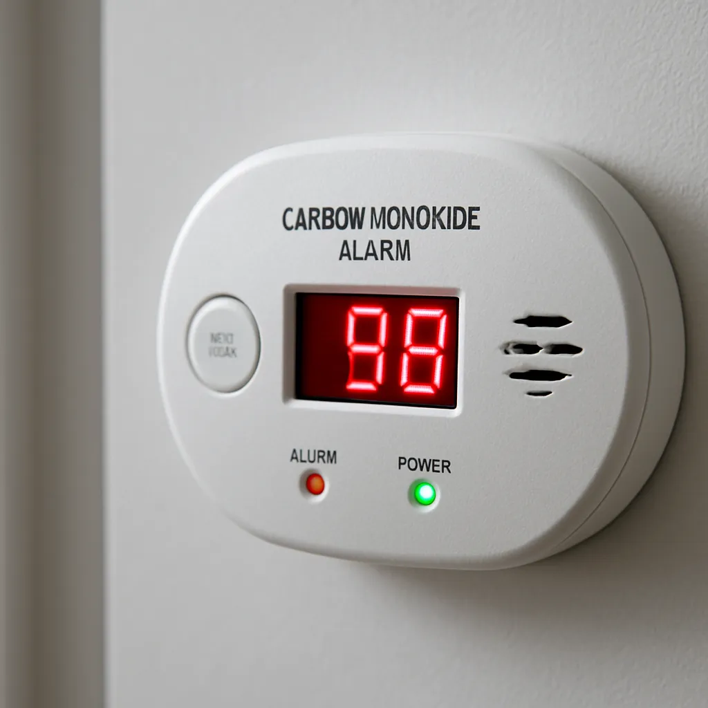 Koolmonoxidemelder die afgaat aan een muur in een woning