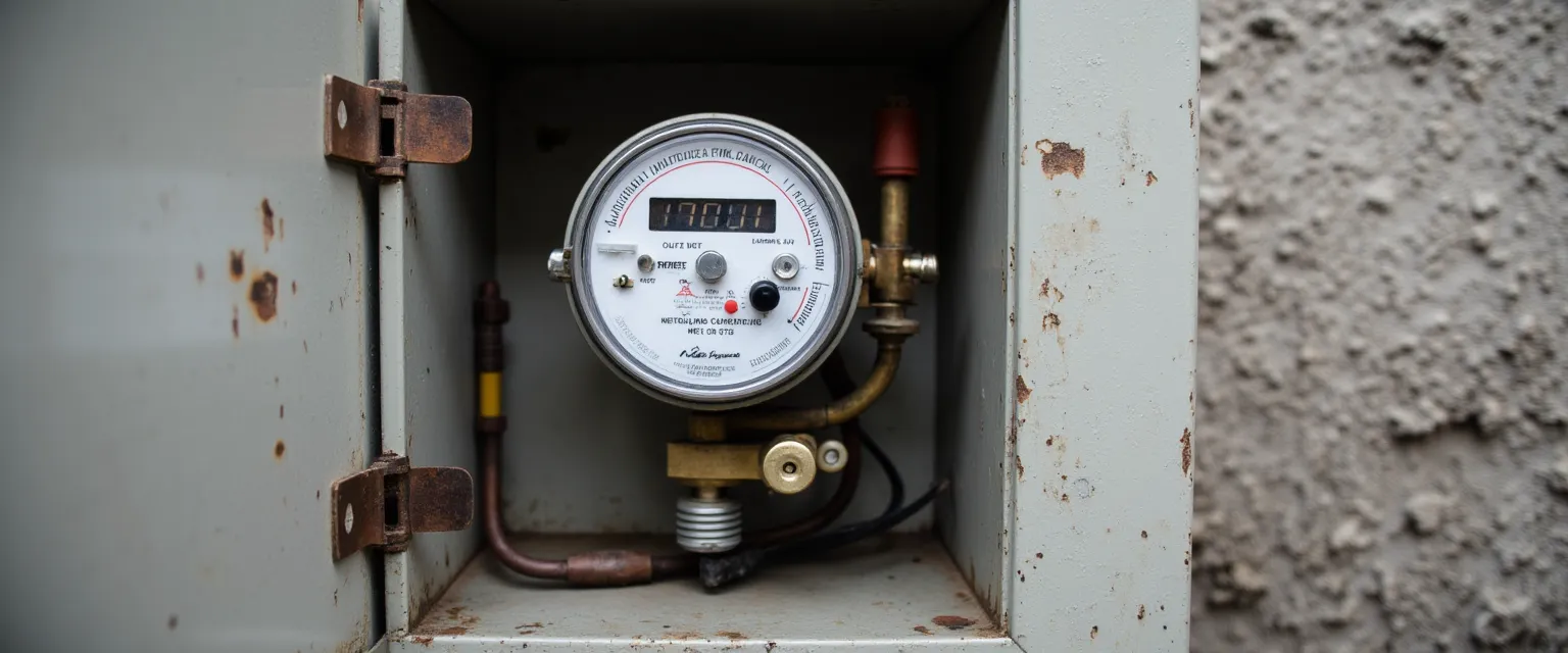 Meterkast waar een sissend geluid vandaan lijkt te komen