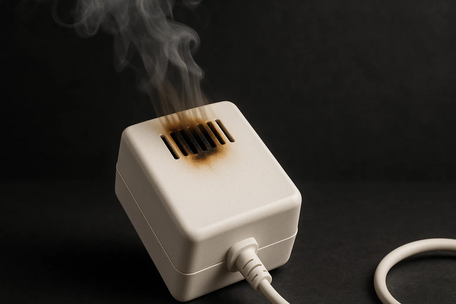 Elektrisch apparaat dat brandlucht veroorzaakt door oververhitting